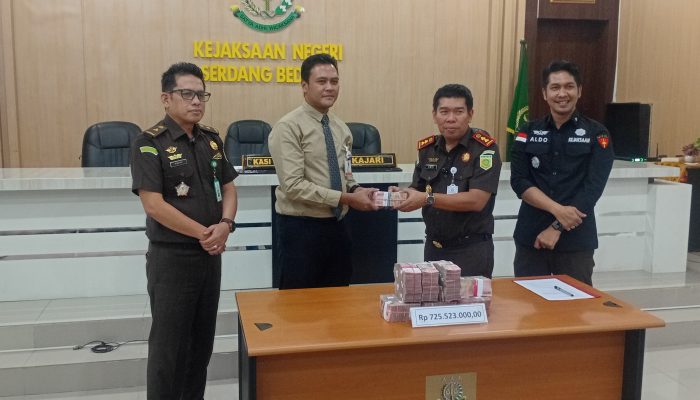 Komitmen Asset Recovery, Kejari Sergai Kembalikan Kerugian Negara Rp725 Juta