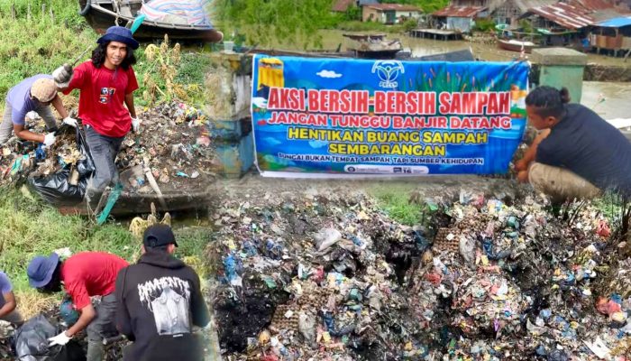 Relawan PRCLH Bersihkan Sungai di Sergai, Satu Ton Sampah Diangkut