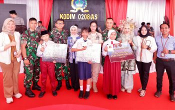 Hadiri Peresmian Masjid Al-Ikhlas Kodim 0208/AS, BRI BO Kisaran Serahkan Penghargaan bagi Anak Prajurit Berprestasi